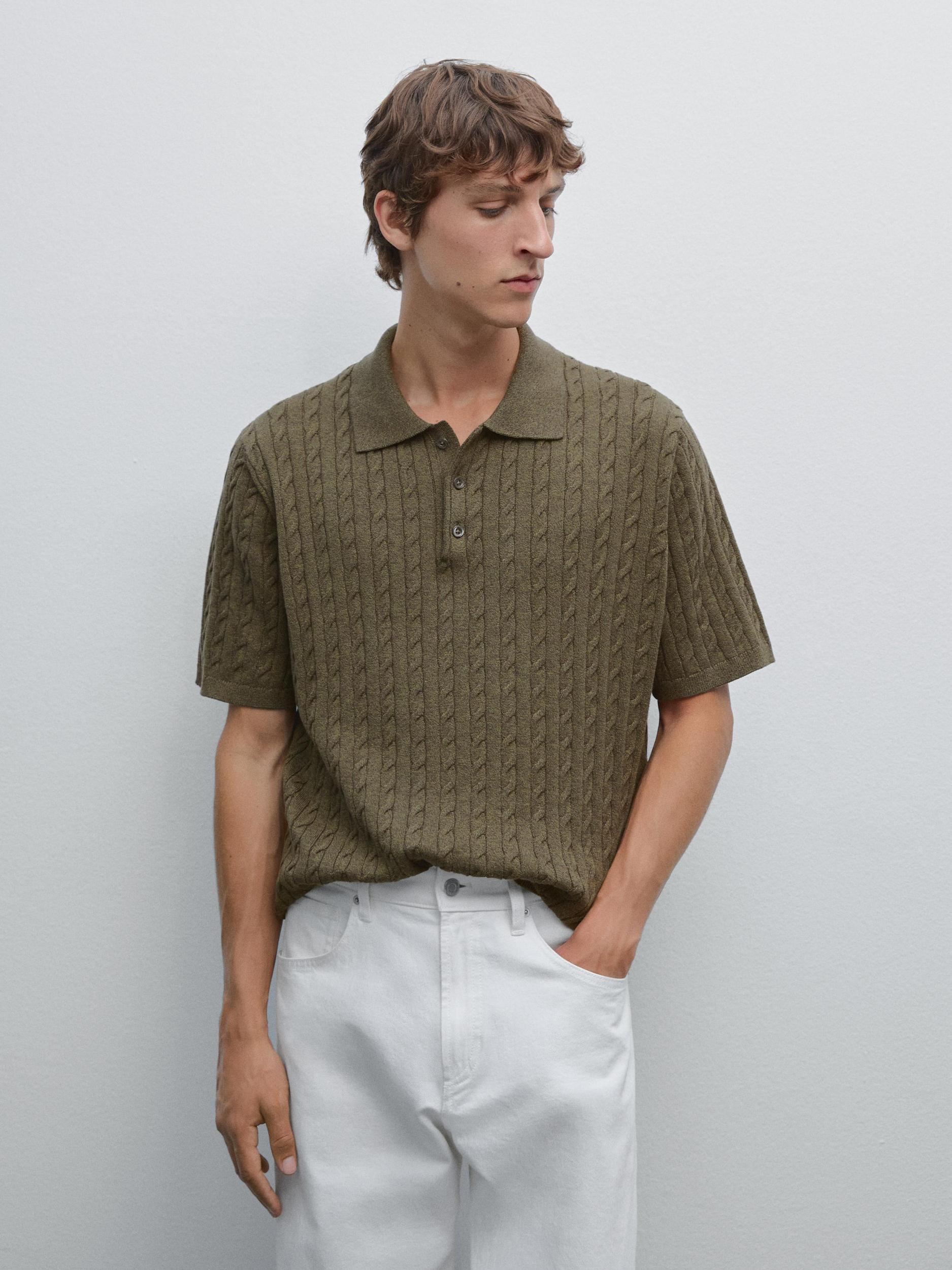 Cable-knit polo shirt Product Image