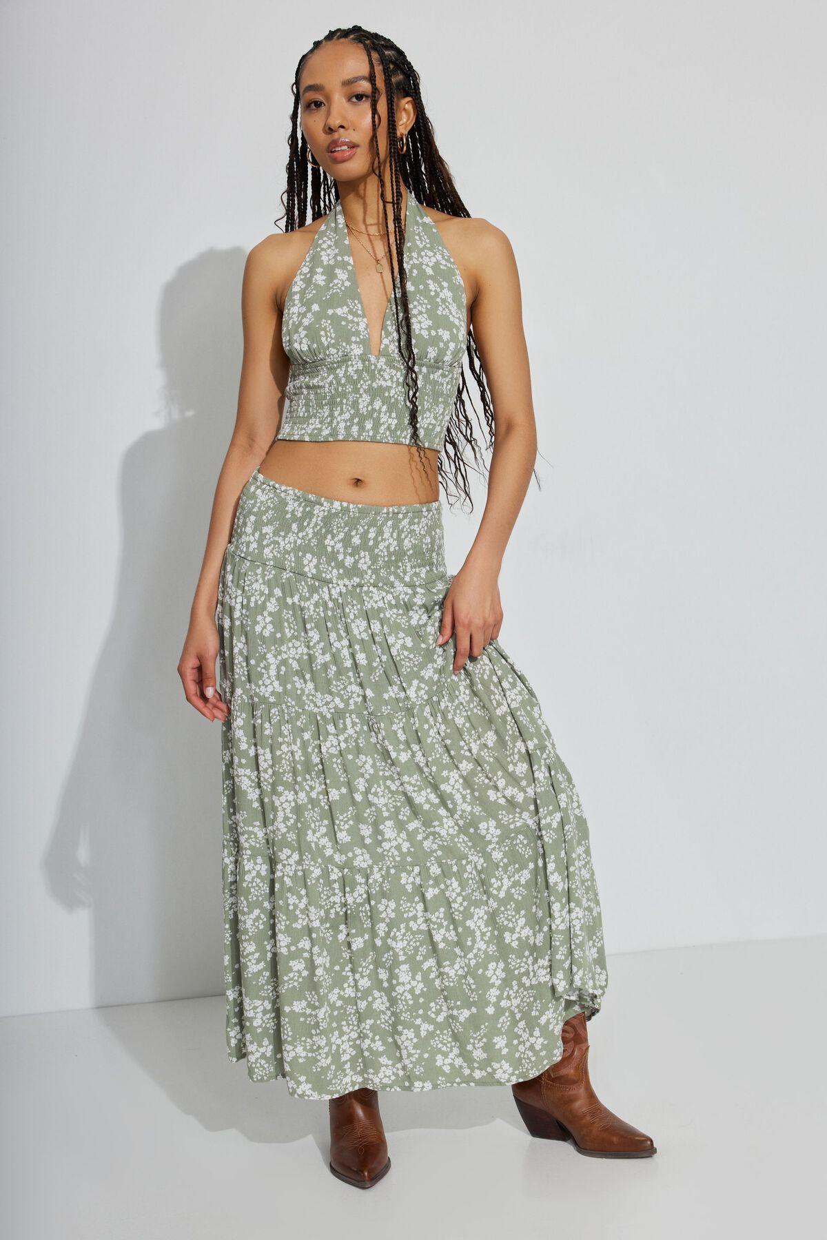 Eliana Smocked Peasant Midi Skirt Product Image