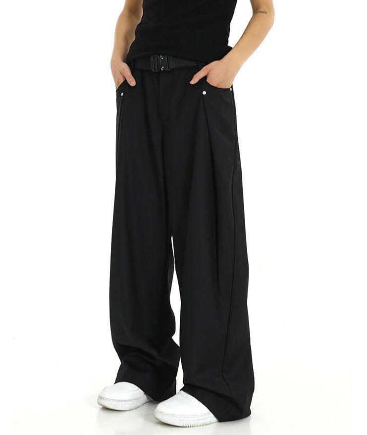 RT No. 9805 FOLDED WIDE STRAIGHT PANTS Product Image