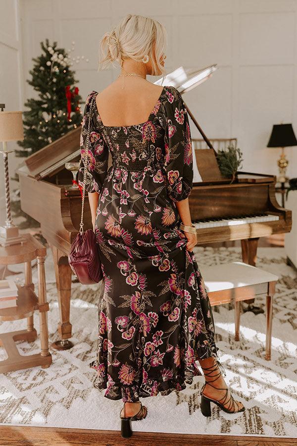 Autumn Encounters Satin Floral Maxi Dress Product Image