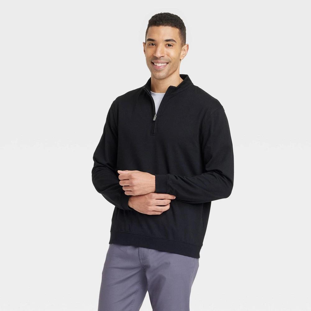 Mens Comfort Wear 1/4 Zip Sweatshirt - Goodfellow & Co Black M Product Image