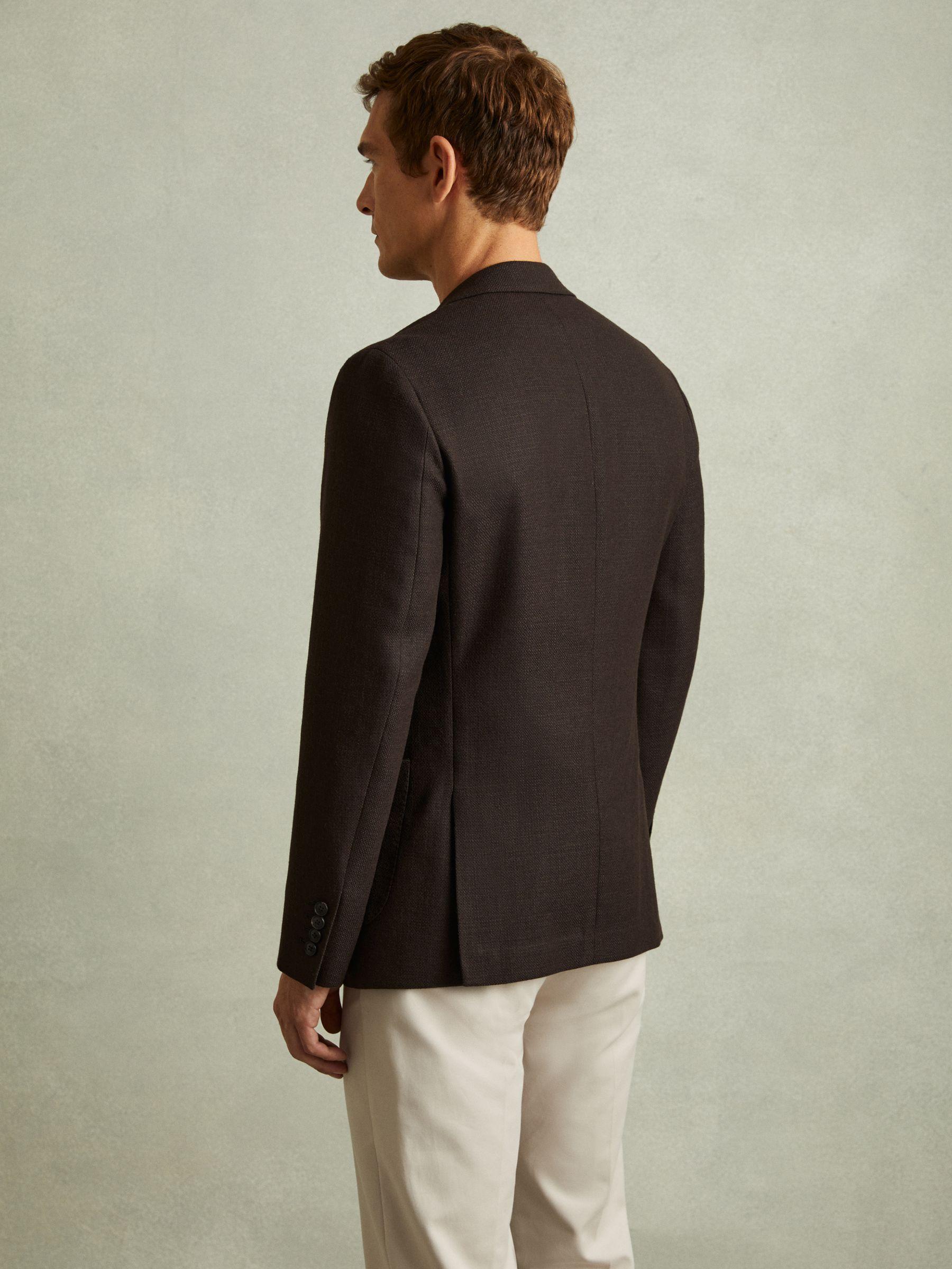 Single-Breasted Wool Blend Blazer Slim Fit in Chocolate Brown Product Image