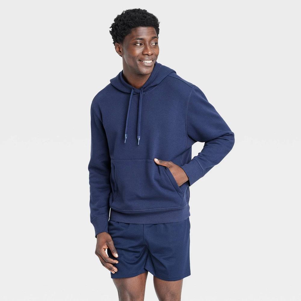 Mens Cotton Fleece Hooded Sweatshirt - All In Motion Navy Blue XL Product Image