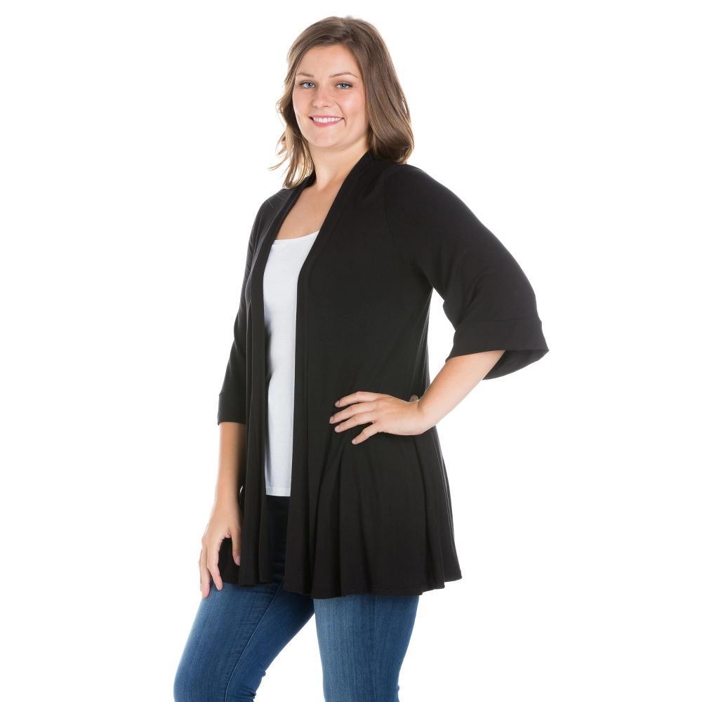 24seven Comfort Apparel Women's Plus Open Front Cardigan Product Image