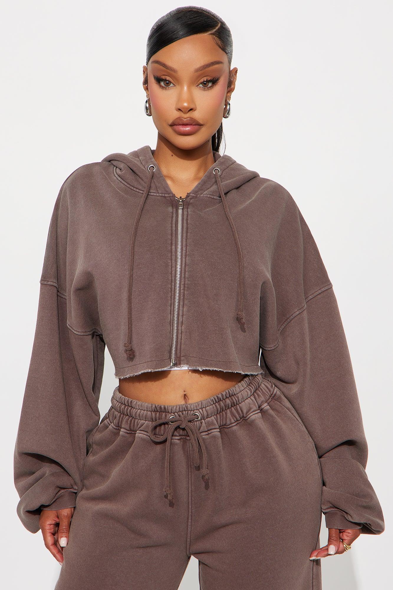 On The Go Fleece Pant Set - Chocolate Female Product Image