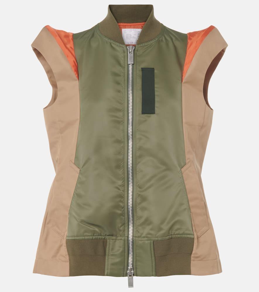 SACAI Paneled Twill And Gabardine Vest In Beige Product Image