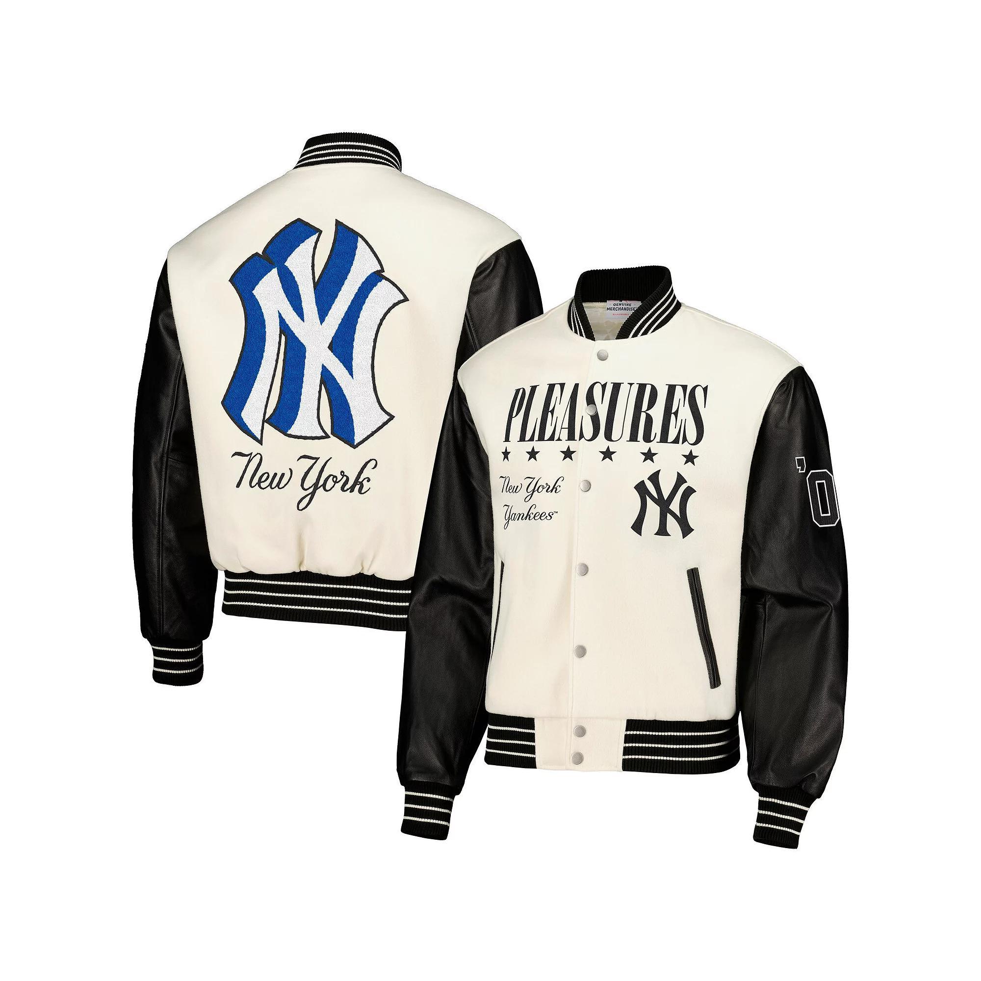 Men's White New York Yankees Full-Snap Varsity Jacket, Size: Large Product Image