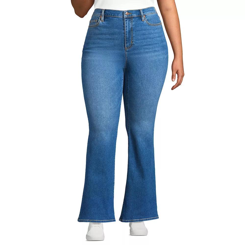 Plus Size Lands' End High-Rise Skinny Flare Jeans, Women's, Size: 16 W, Beau Blue Product Image