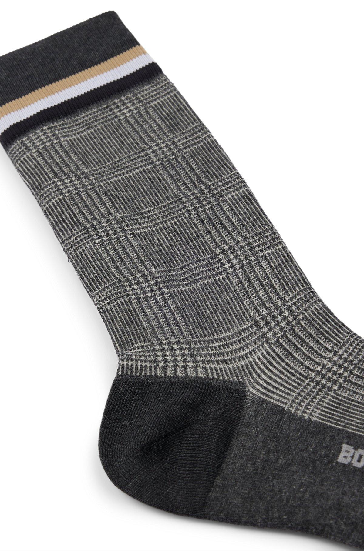 Regular-length checked socks in mercerized stretch cotton Product Image