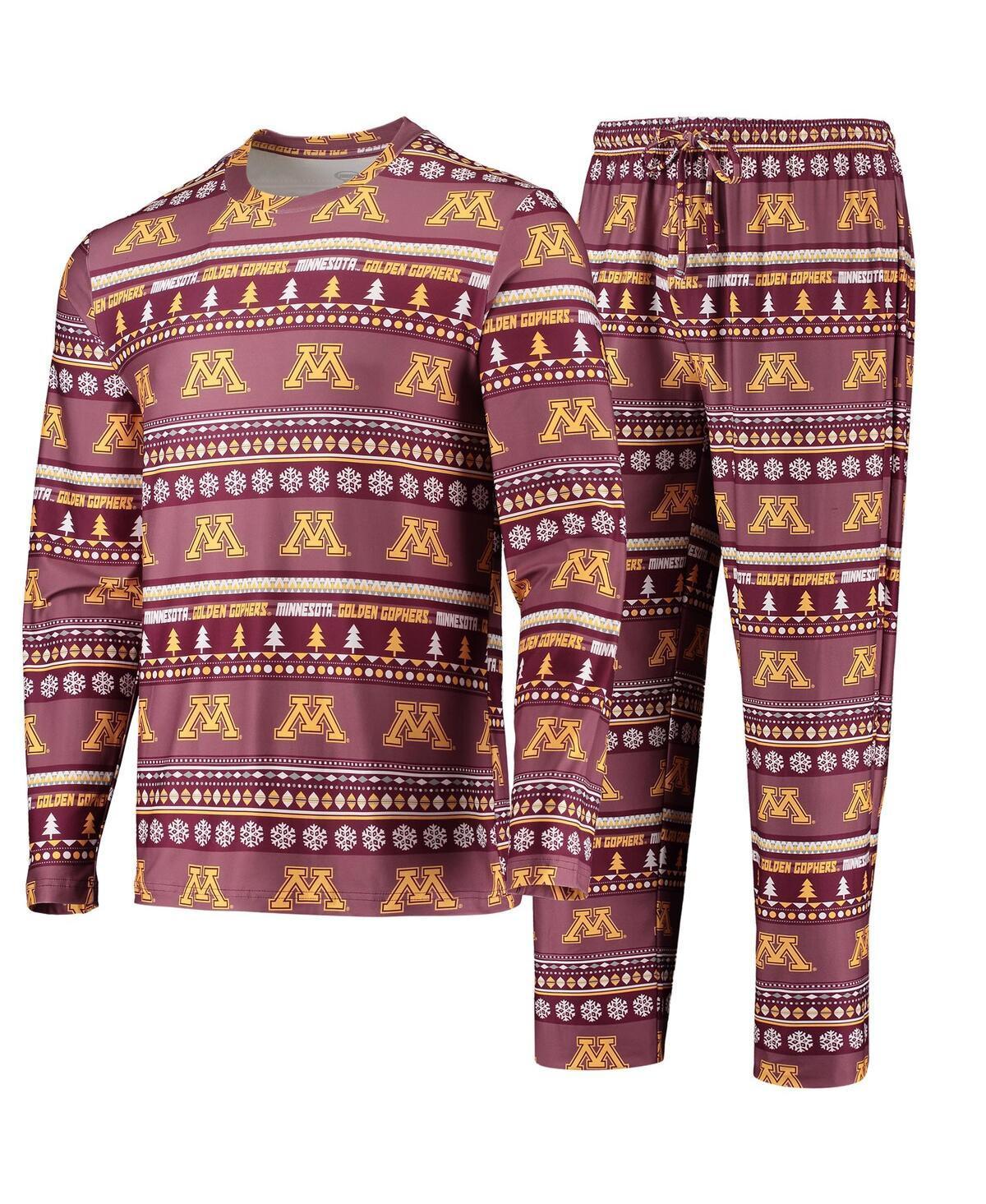 Mens Concepts Sport Maroon Minnesota Golden Gophers Ugly Sweater Long Sleeve T-Shirt and Pants Sleep Set Product Image