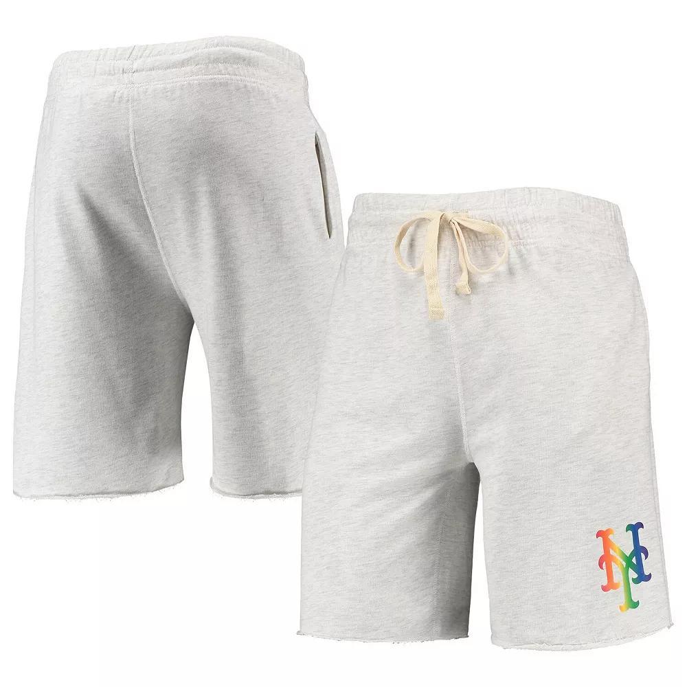Men's Concepts Sport Oatmeal New York Mets Mainstream Logo Terry Tri-Blend Shorts,  Product Image