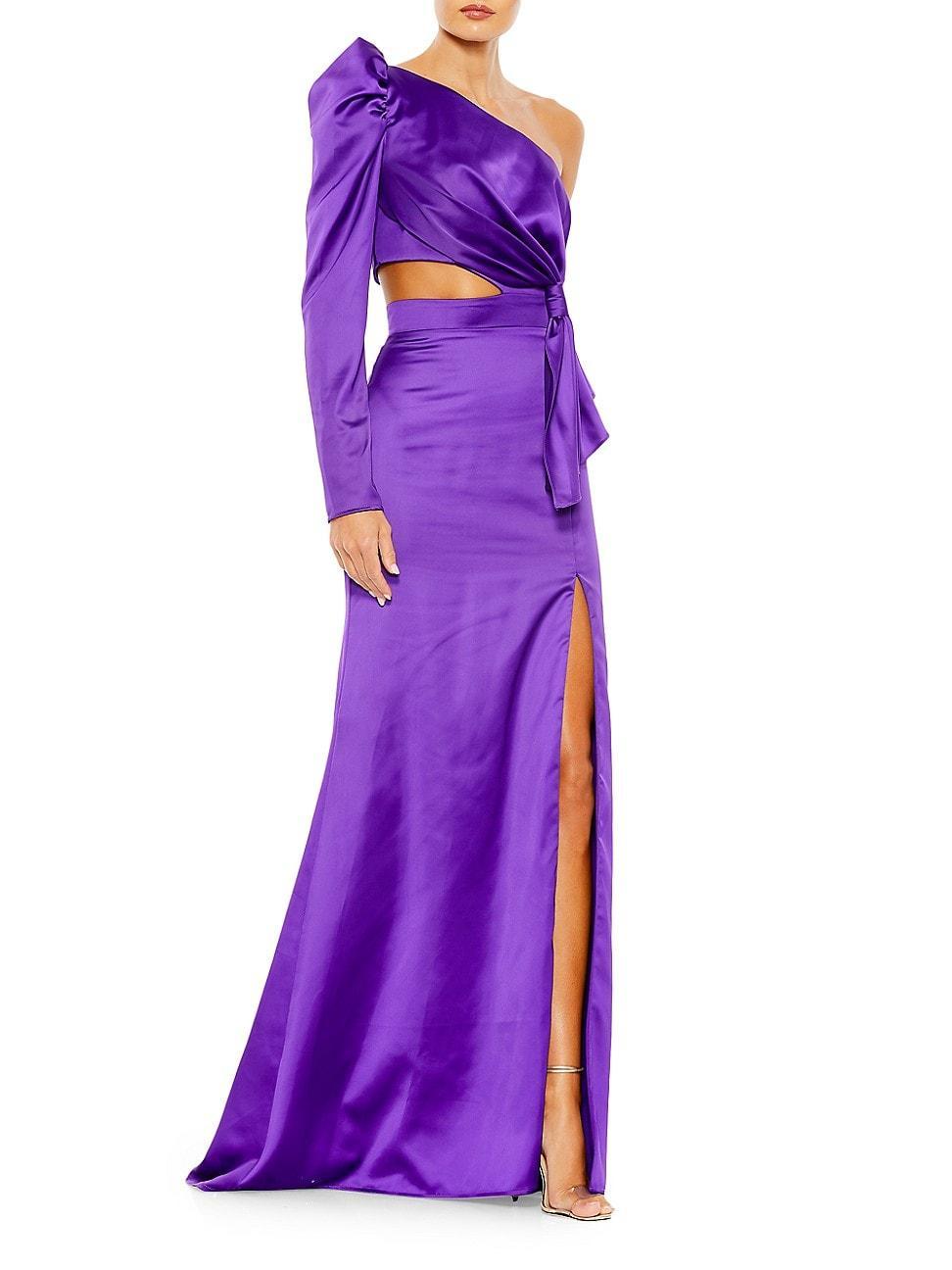 Womens leena One-Sleeve Cut-Out Satin Gown Product Image