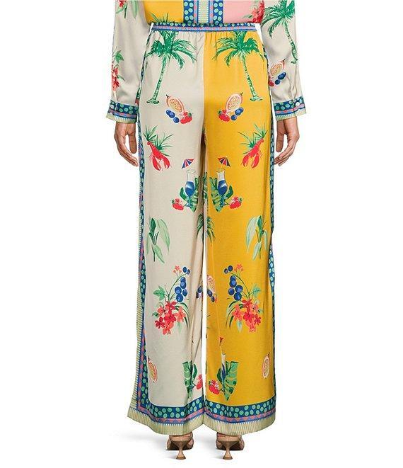 Skies Are Blue Coordinating Border Print Wide Leg Drawstring Pant Product Image