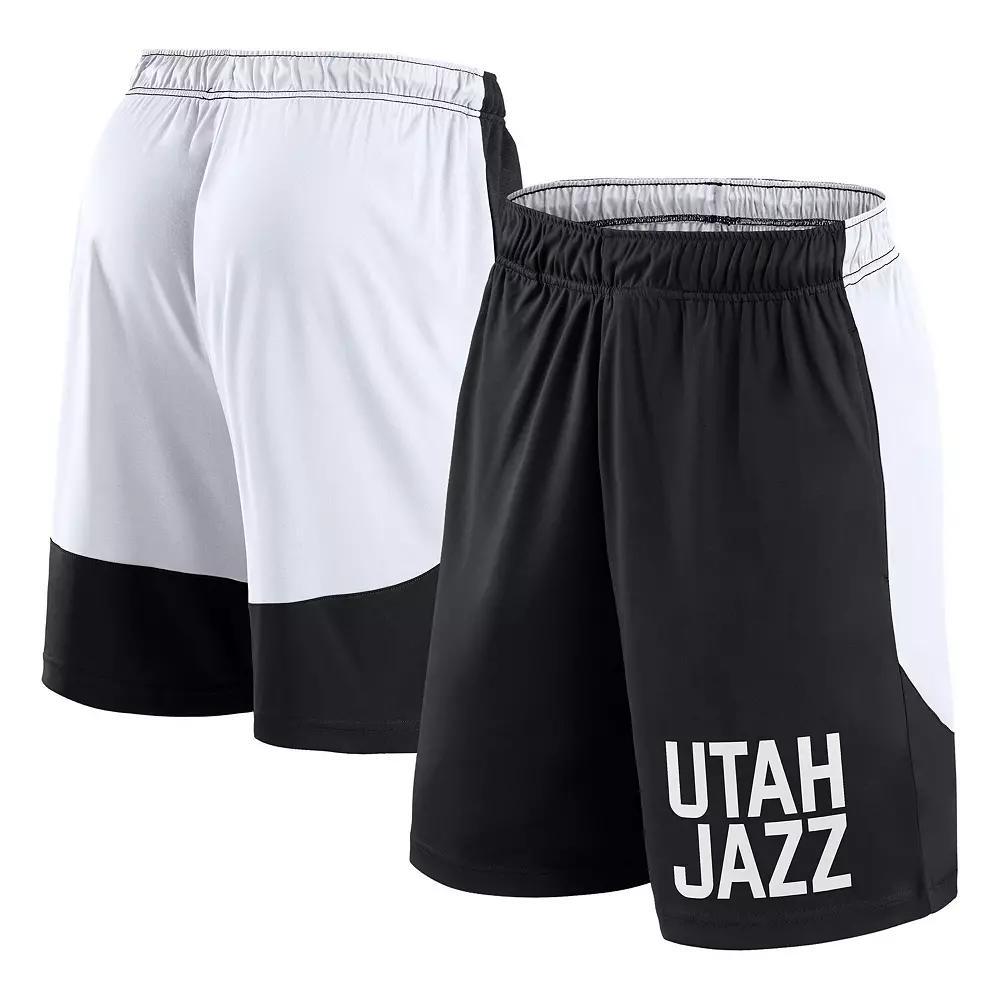 Men's Black/White Utah Jazz Launch Performance Shorts, Size: Large, Jaz Black Product Image