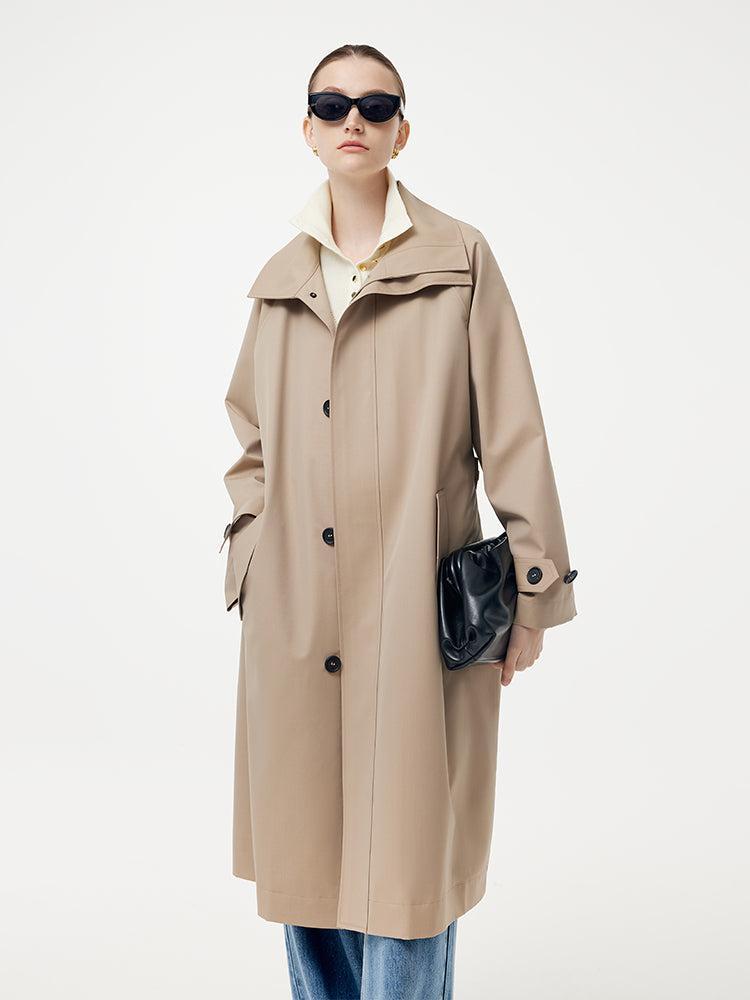 Worsted Wool Blend Waterproof Women Trench Coat With Belt Product Image