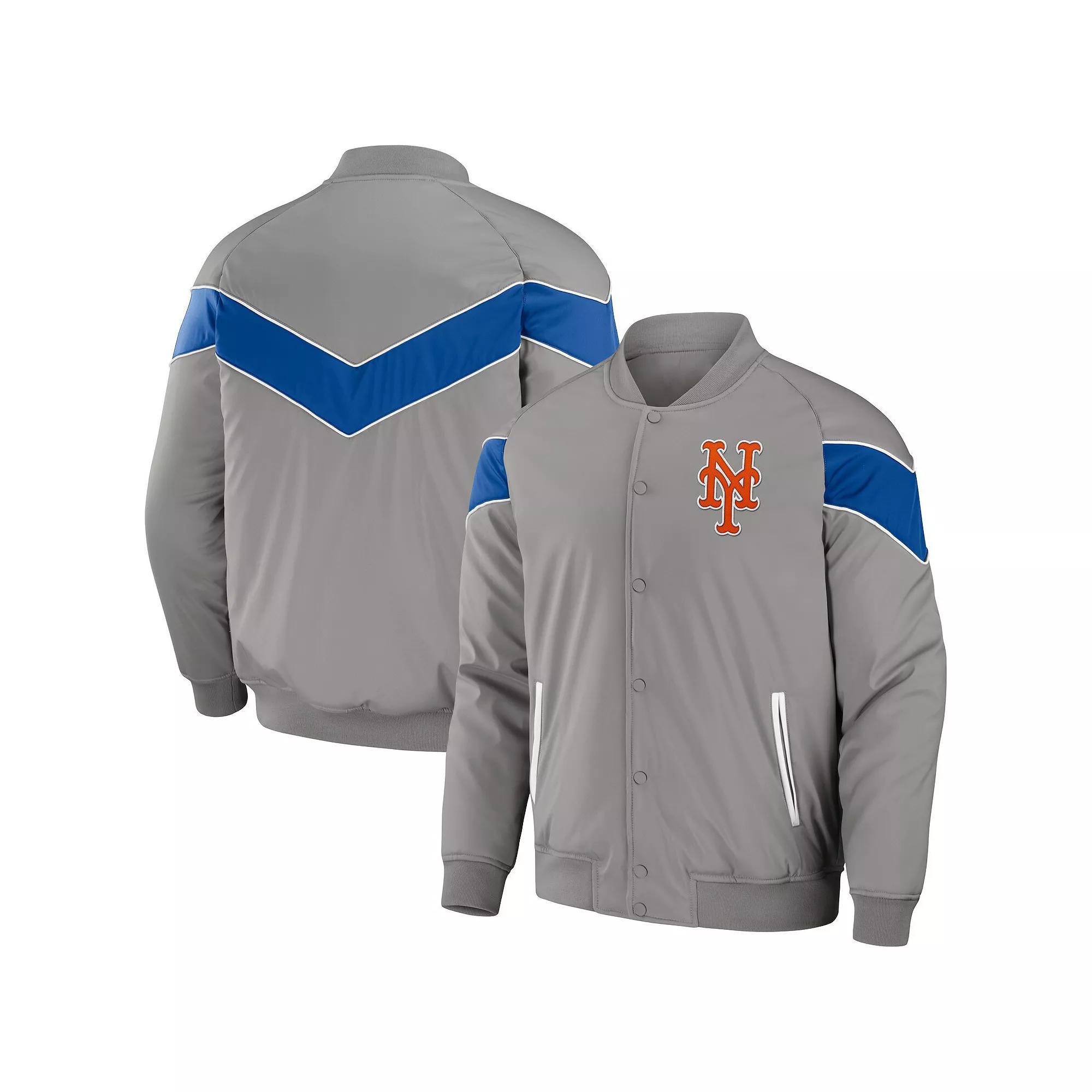 Men's Darius Rucker Collection by Fanatics Gray New York Mets Baseball Raglan Full-Snap Jacket, Size: Large, Grey Product Image