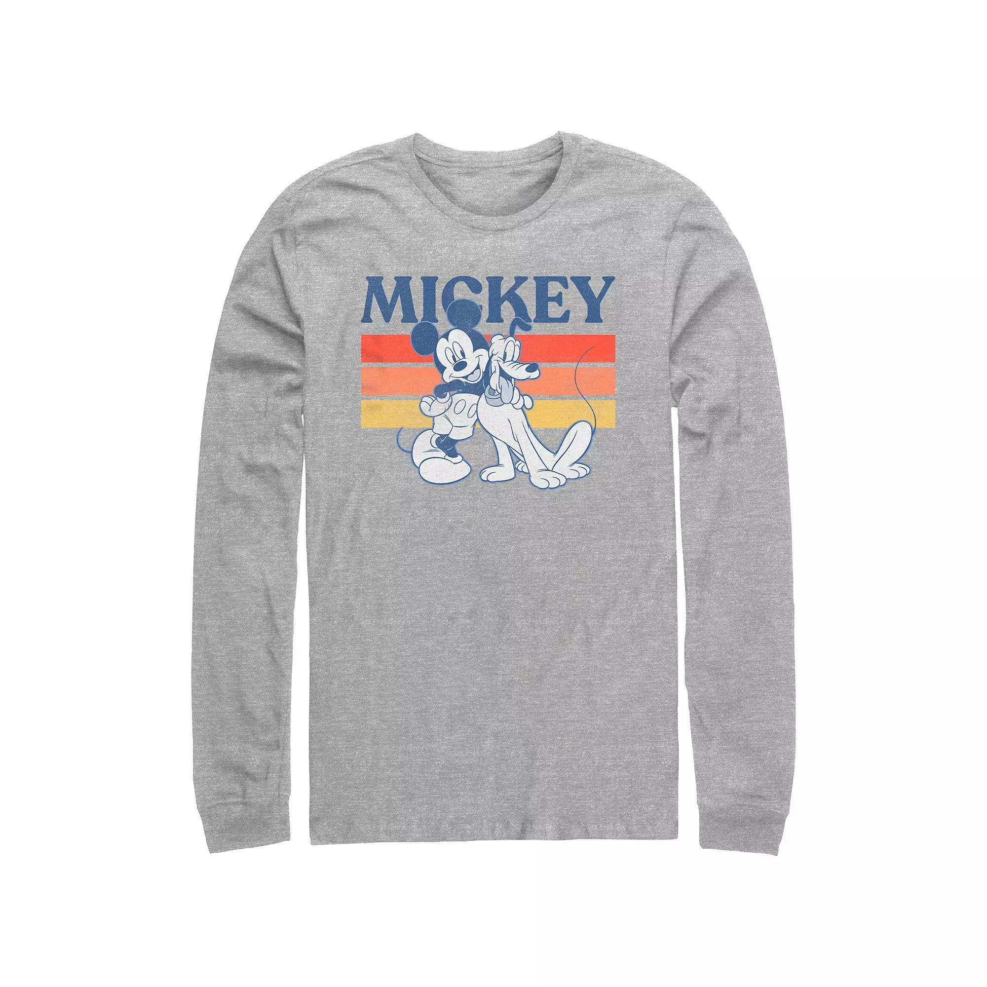 Men's Mickey Mouse Pluto and Mickey Retro Graphic Tee, Size: XXL, Athletic Grey Product Image