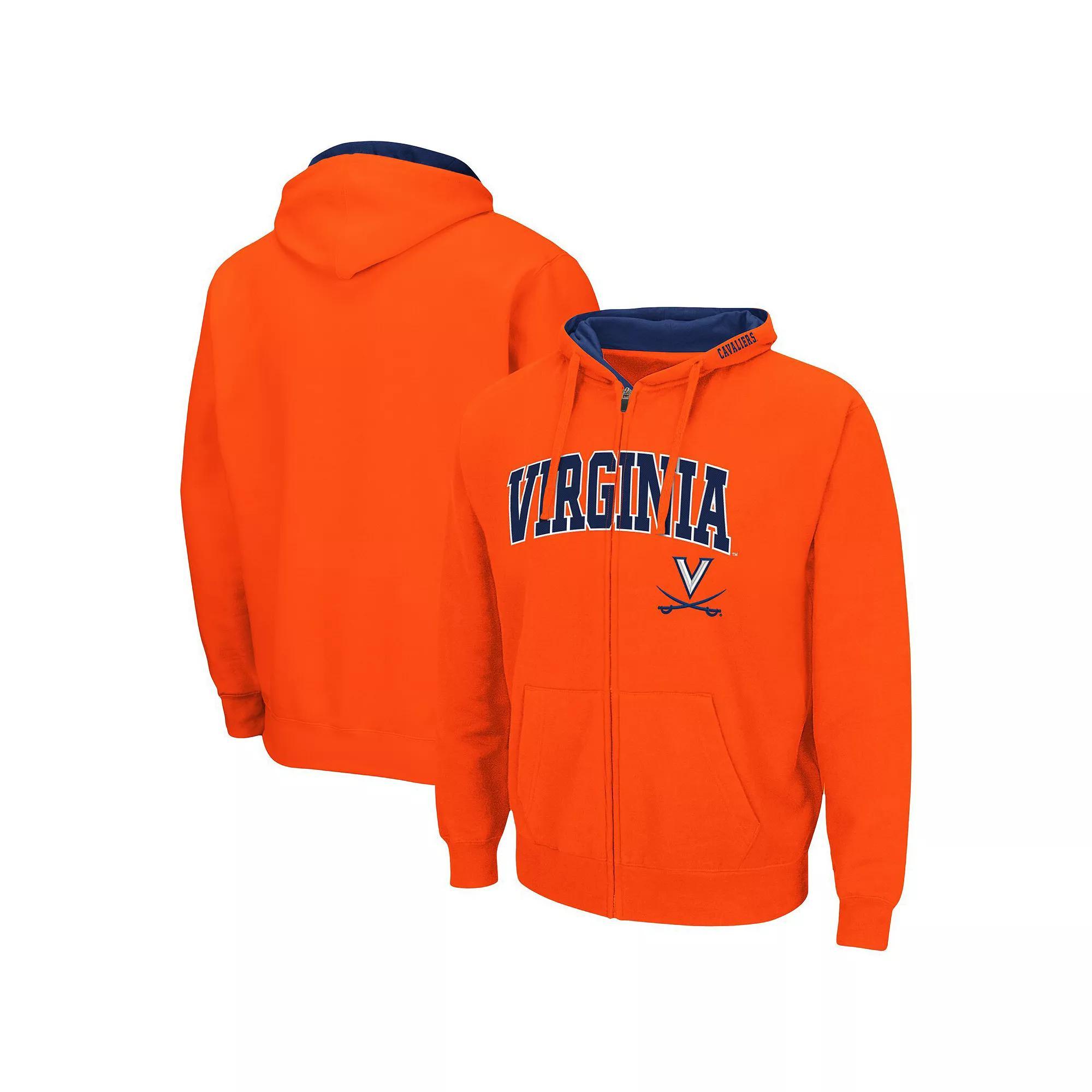 Men's Colosseum Orange Virginia Cavaliers Arch & Logo 3.0 Full-Zip Hoodie, Size: Large Product Image