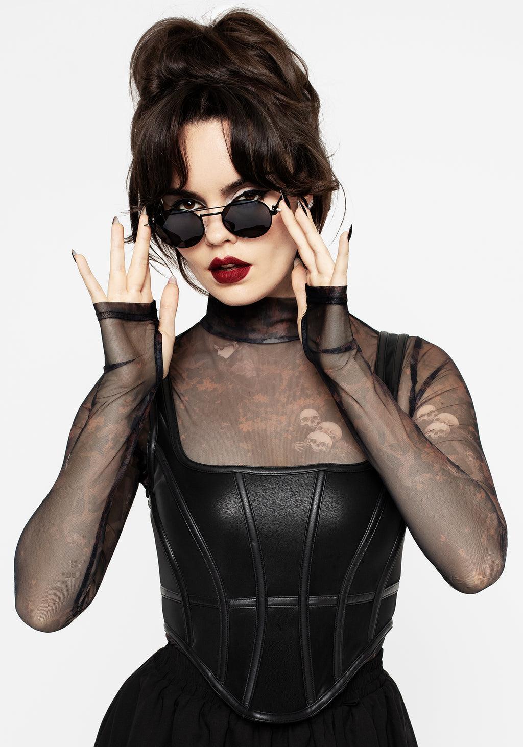 Underworld Printed Mesh High Neck Top Product Image