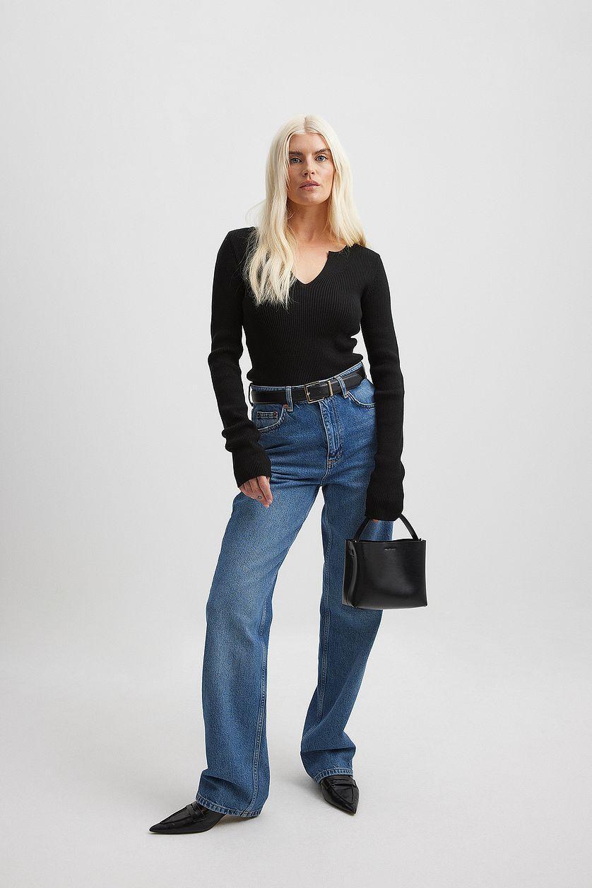 V-detail Light Rib Knitted Sweater Product Image