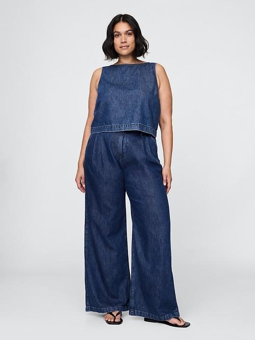 365 High Rise UltraSoft Denim Pleated Trousers Product Image