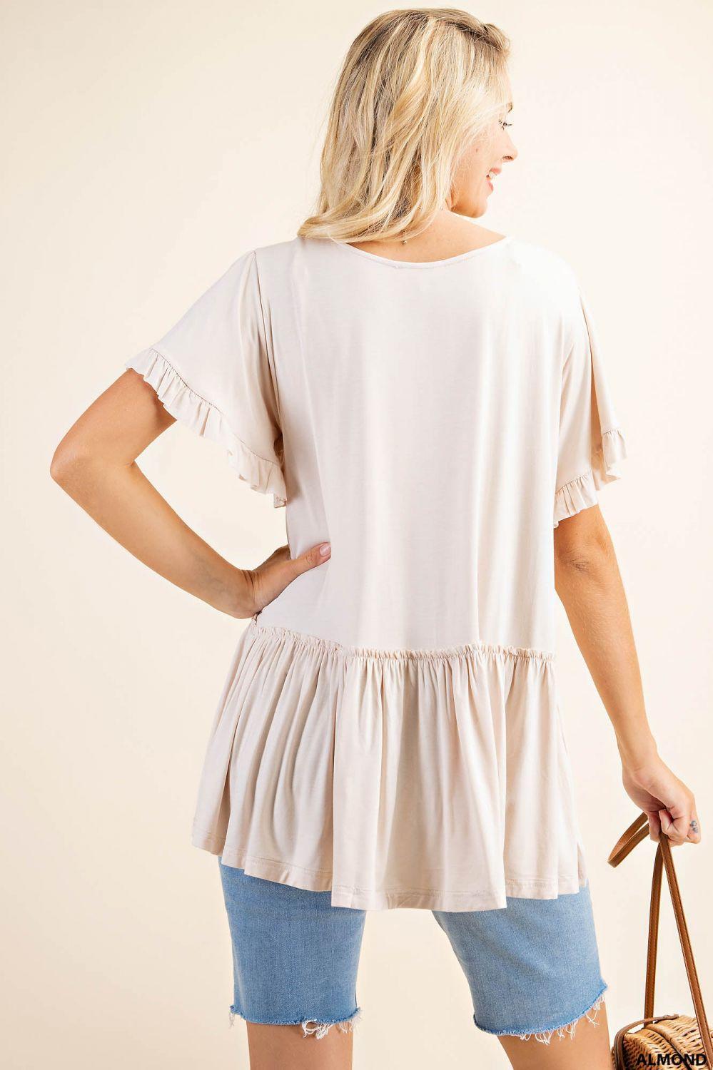 7275   Gracie Bell Sleeve Ruffle Top - Reg & Plus! Product Image