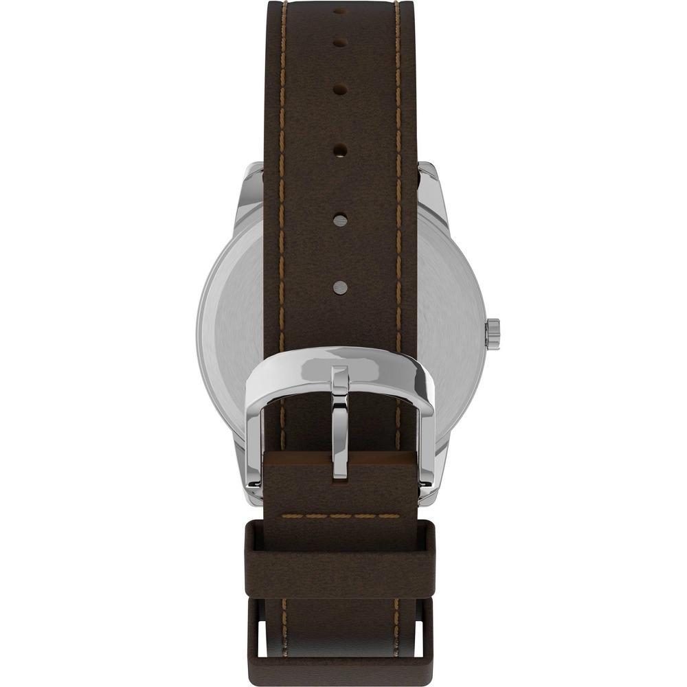 Men's Timex Easy Reader Watch with Leather Strap - Silver/Brown T20041JT Product Image