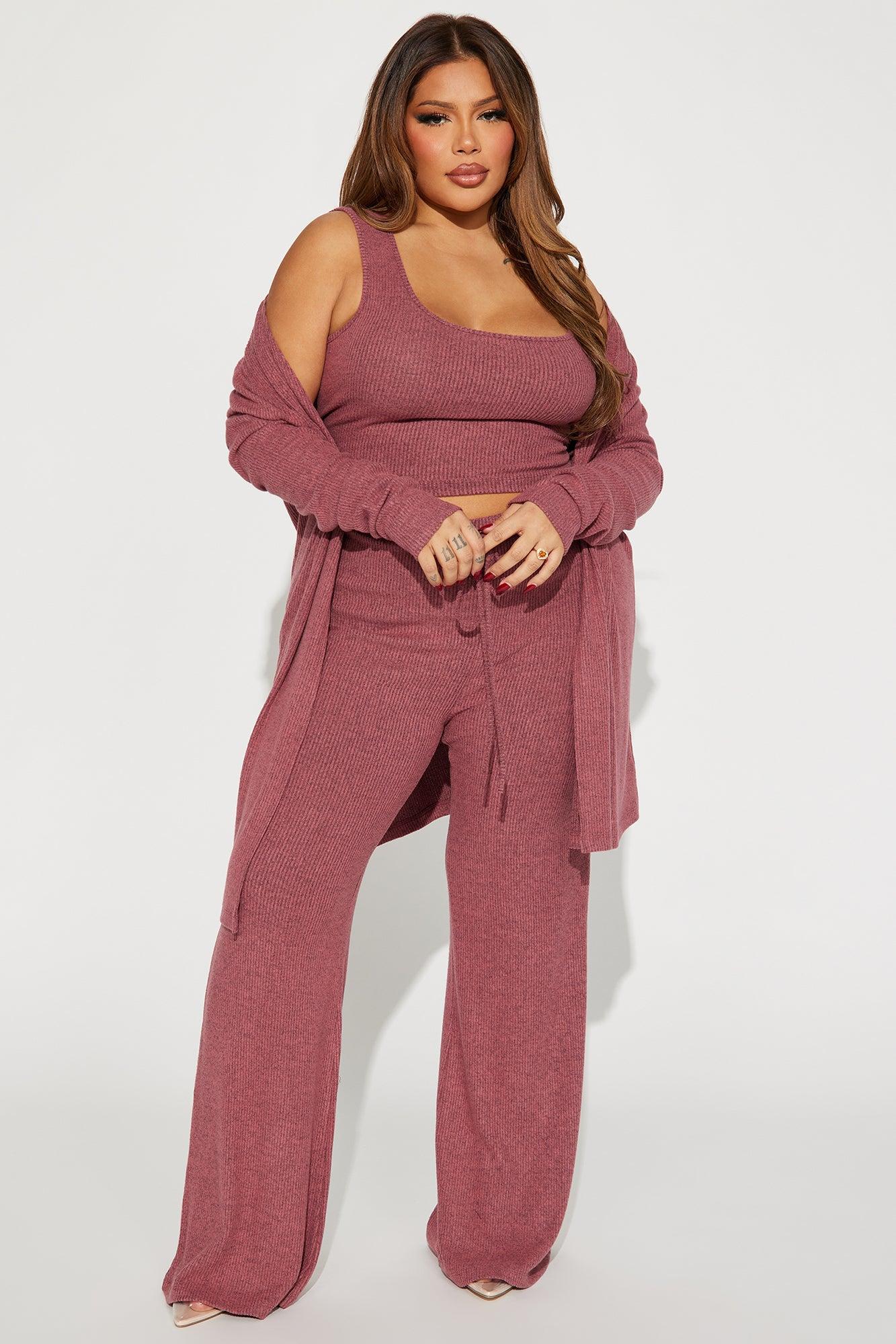 Calm N Cozy 3 Piece Pant Set - Mauve Product Image