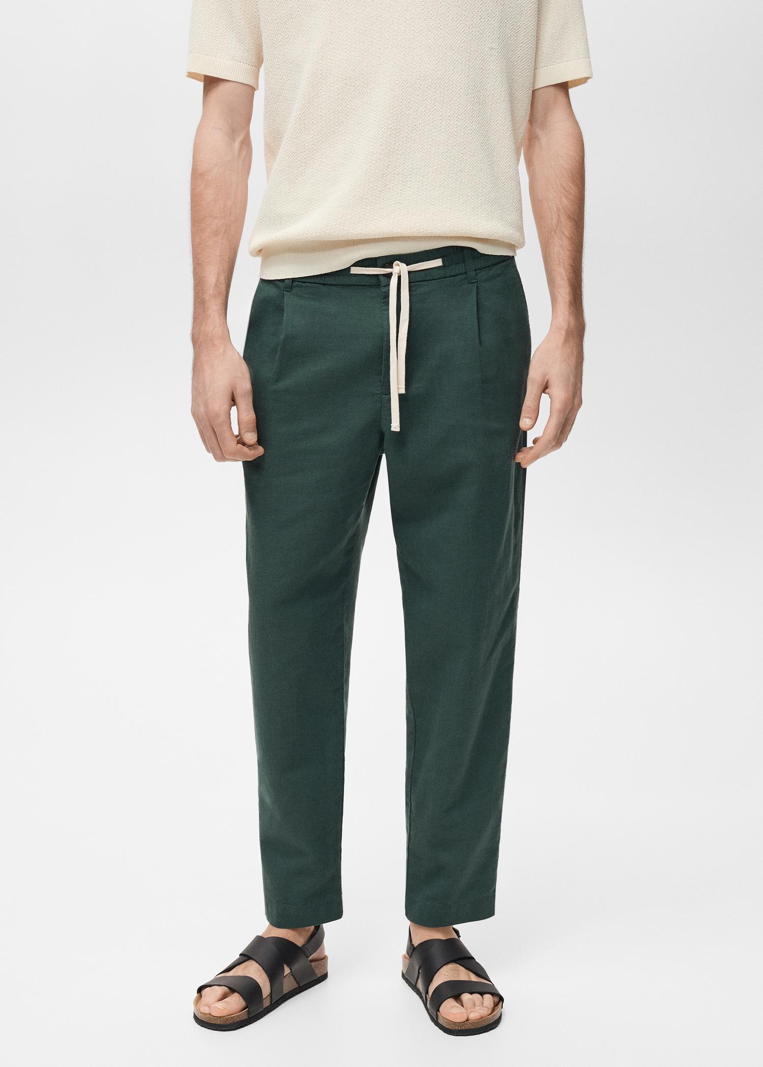 Slim-fit pants with drawstring - Men | MANGO USA Product Image