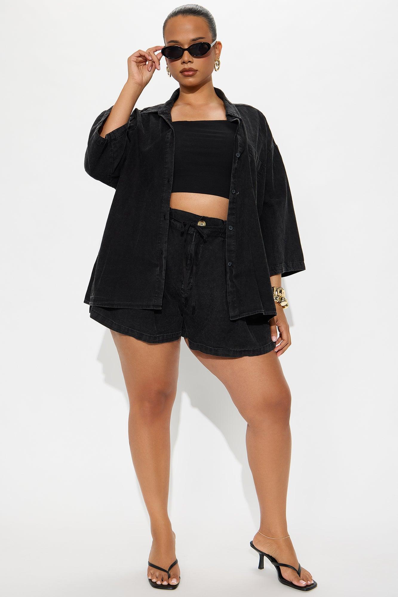 Willow Washed Short Set - Black Product Image