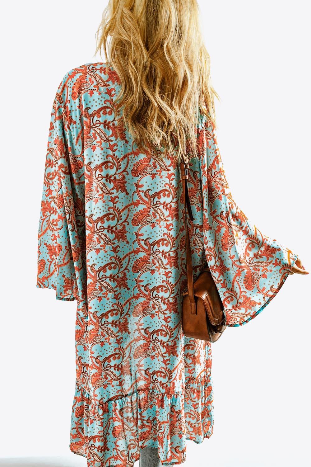 Printed Open Front Duster Cardigan Product Image
