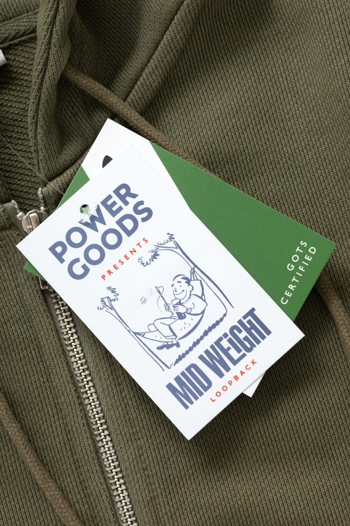 Power Goods - Loopback Zip Hoodie - Olive Product Image