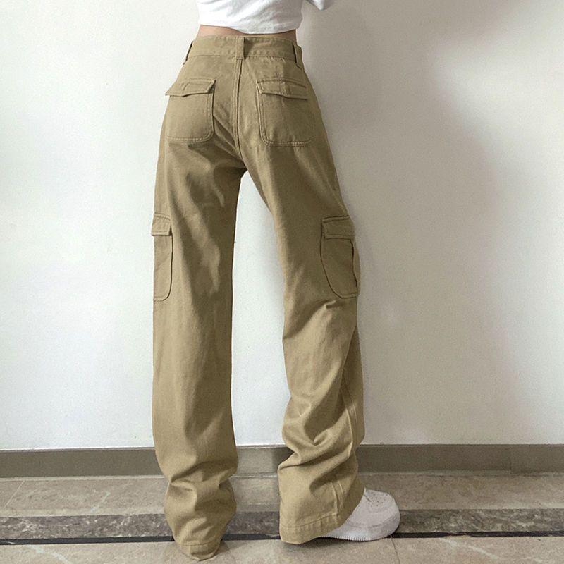 Low Waist Plain Pocket Detail Wide Leg Jeans Product Image