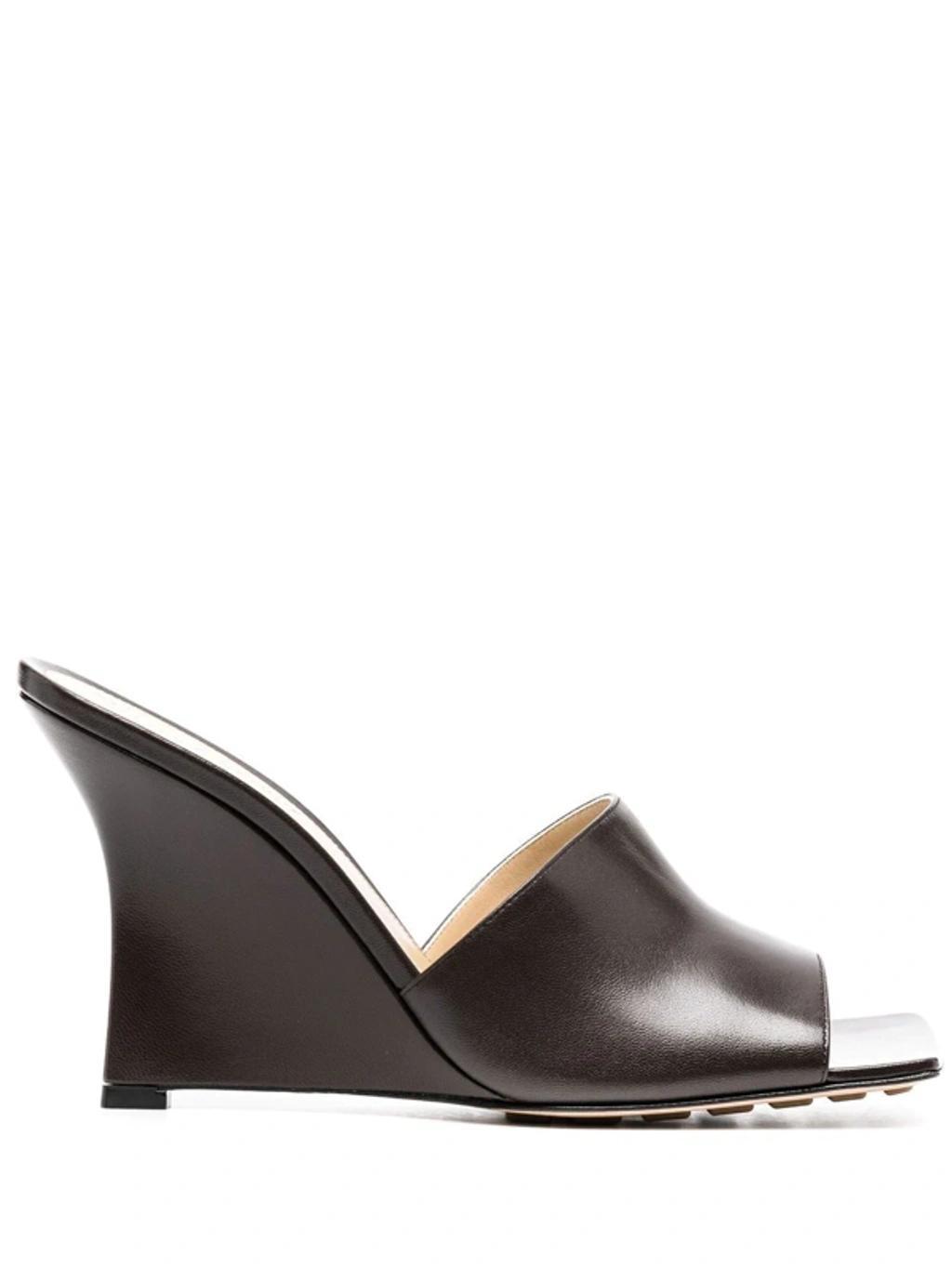 BOTTEGA VENETA Stretch Square-toe Leather Wedge Mules In Fondant Product Image