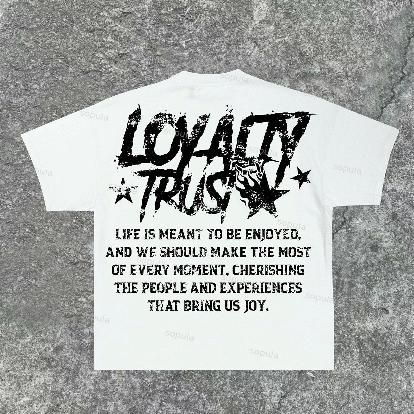 Sopula Trend Street Text Typesetting Print Cotton T-Shirt Product Image