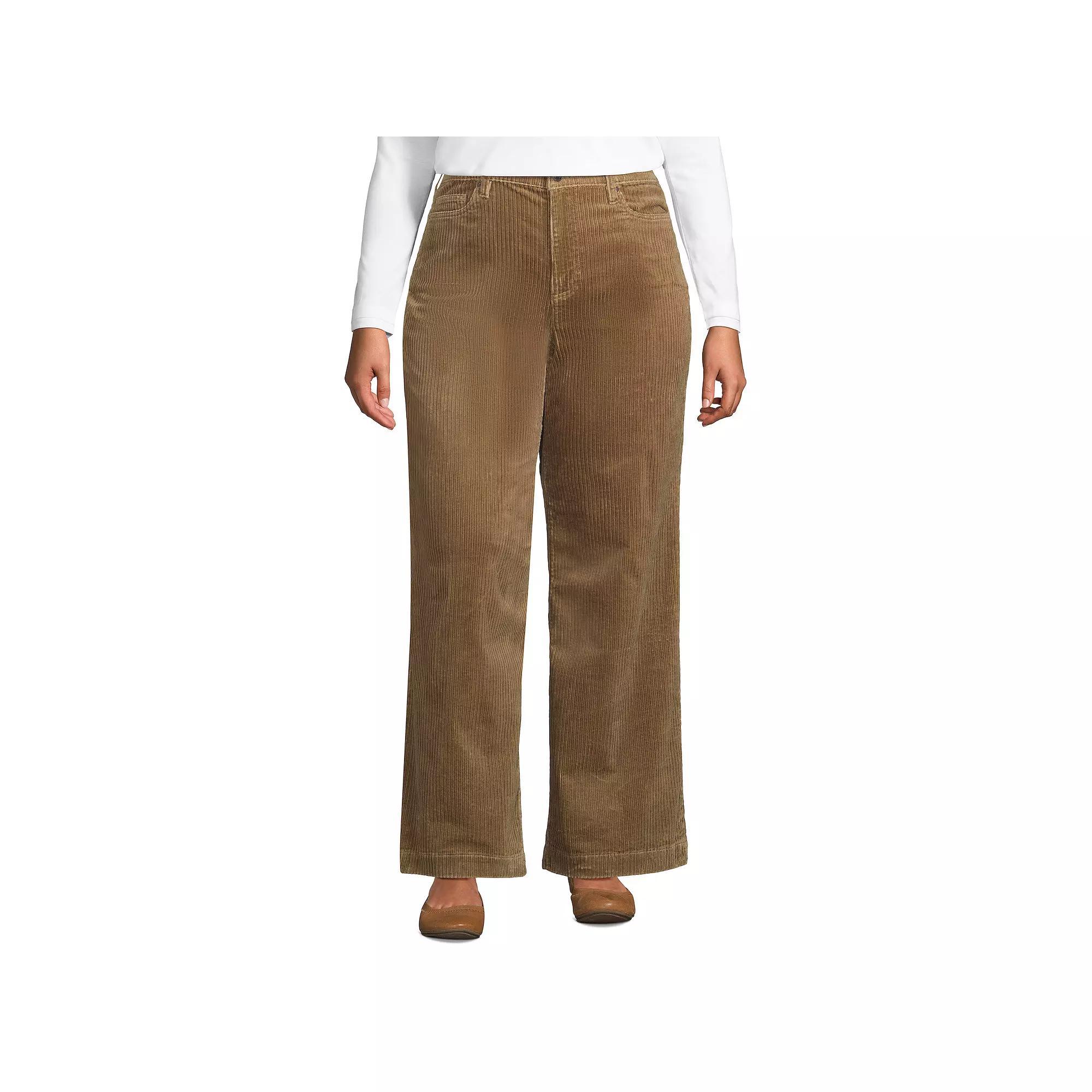 Plus Size Lands' End High-Rise Wide-Leg Corduroy Pants, Women's, Size: 20 W, Dark Toffee Product Image