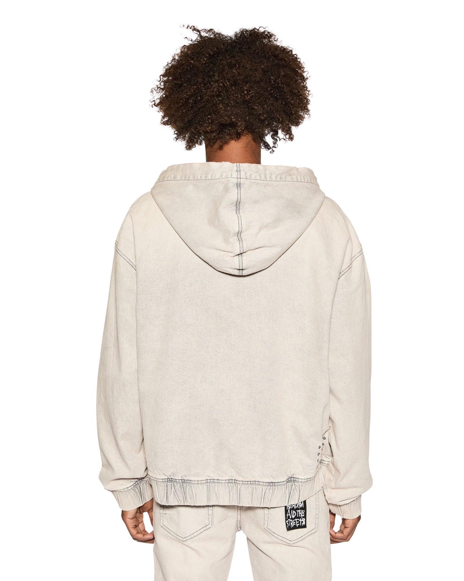 ZIPPED DENIM HOODIE PLUTO Male Product Image