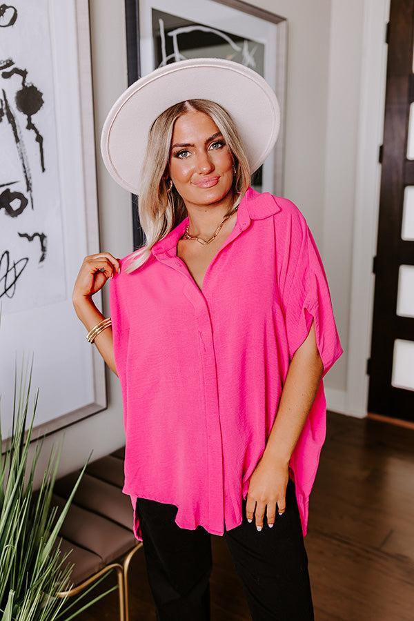 Destined For Decadence Button Up In Hot Pink Product Image