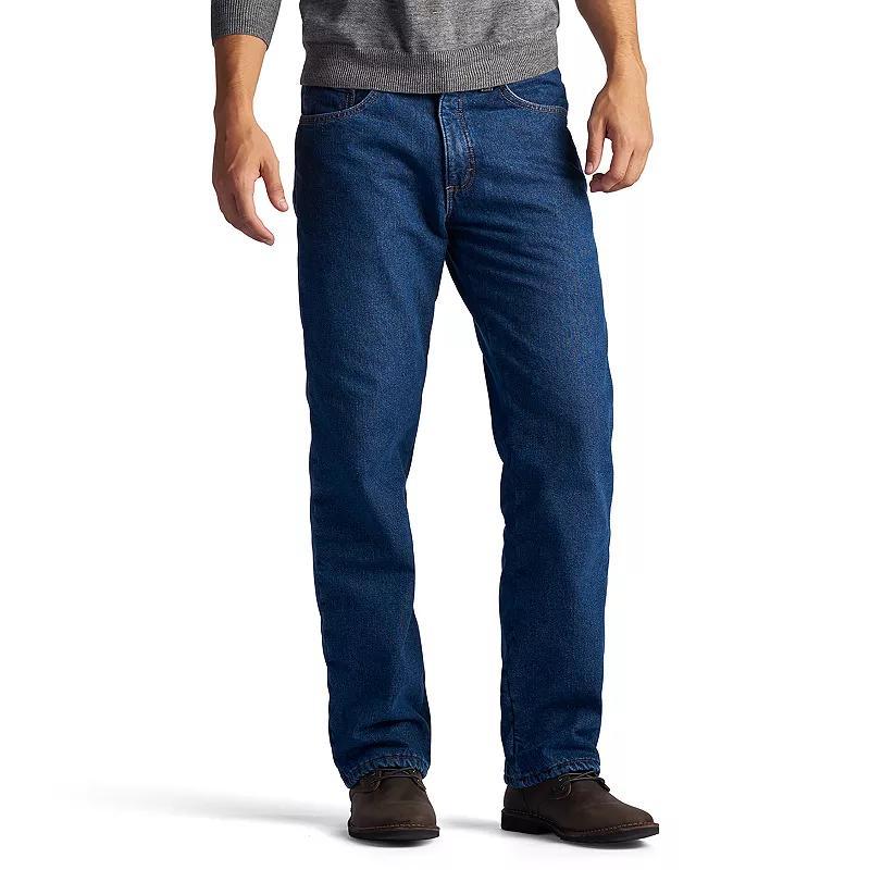 Mens Lee Fleece-Lined Straight-Leg Jeans Dark Blue Product Image