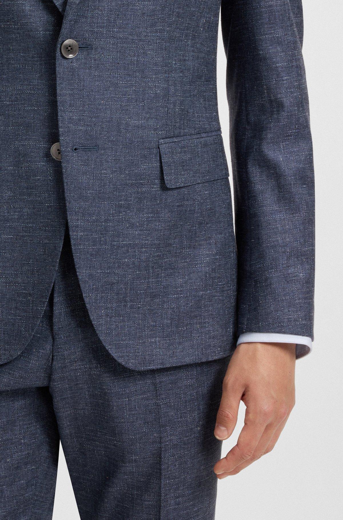 BOSS - Slim-fit blazer in patterned stretch fabric - Dark Blue Product Image