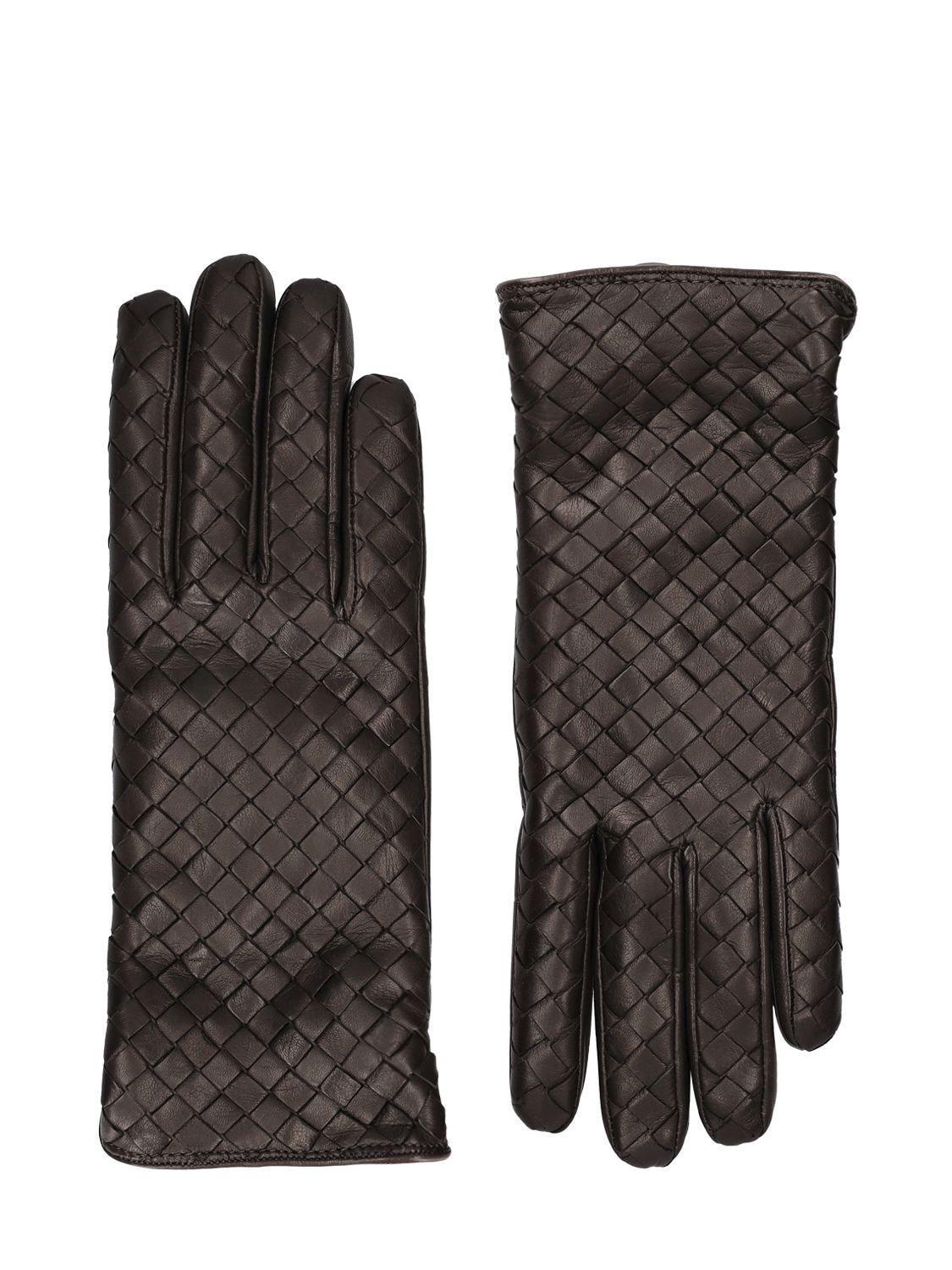 BOTTEGA VENETA Bottega  Veneta Intrecciato Leather Gloves In Brown Product Image