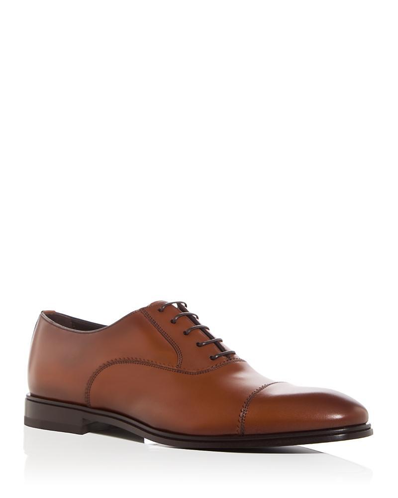 Ferragamo Mens Boston Leather Cap Toe Oxfords Product Image