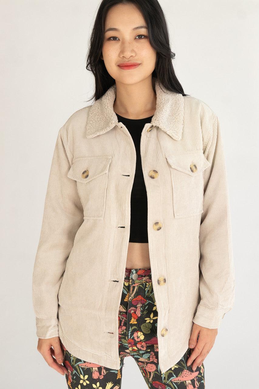 Sherpa Trim Corduroy Shacket Product Image