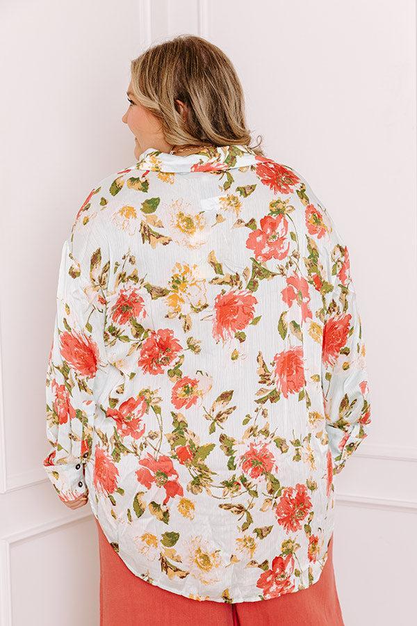 Serene Gardens Floral Button Up in Limpet Shell Curves Product Image