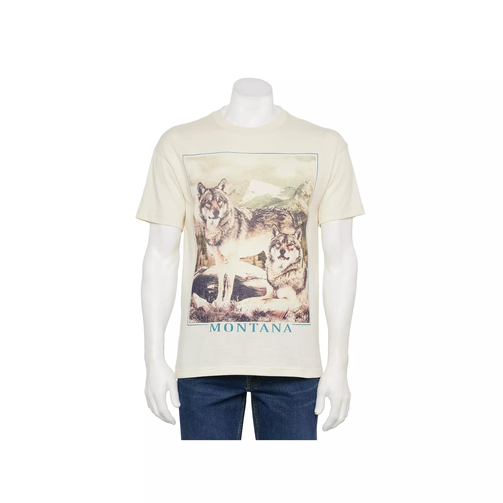 Men's Montana Mountain Range Wolves Graphic Tee,  Product Image