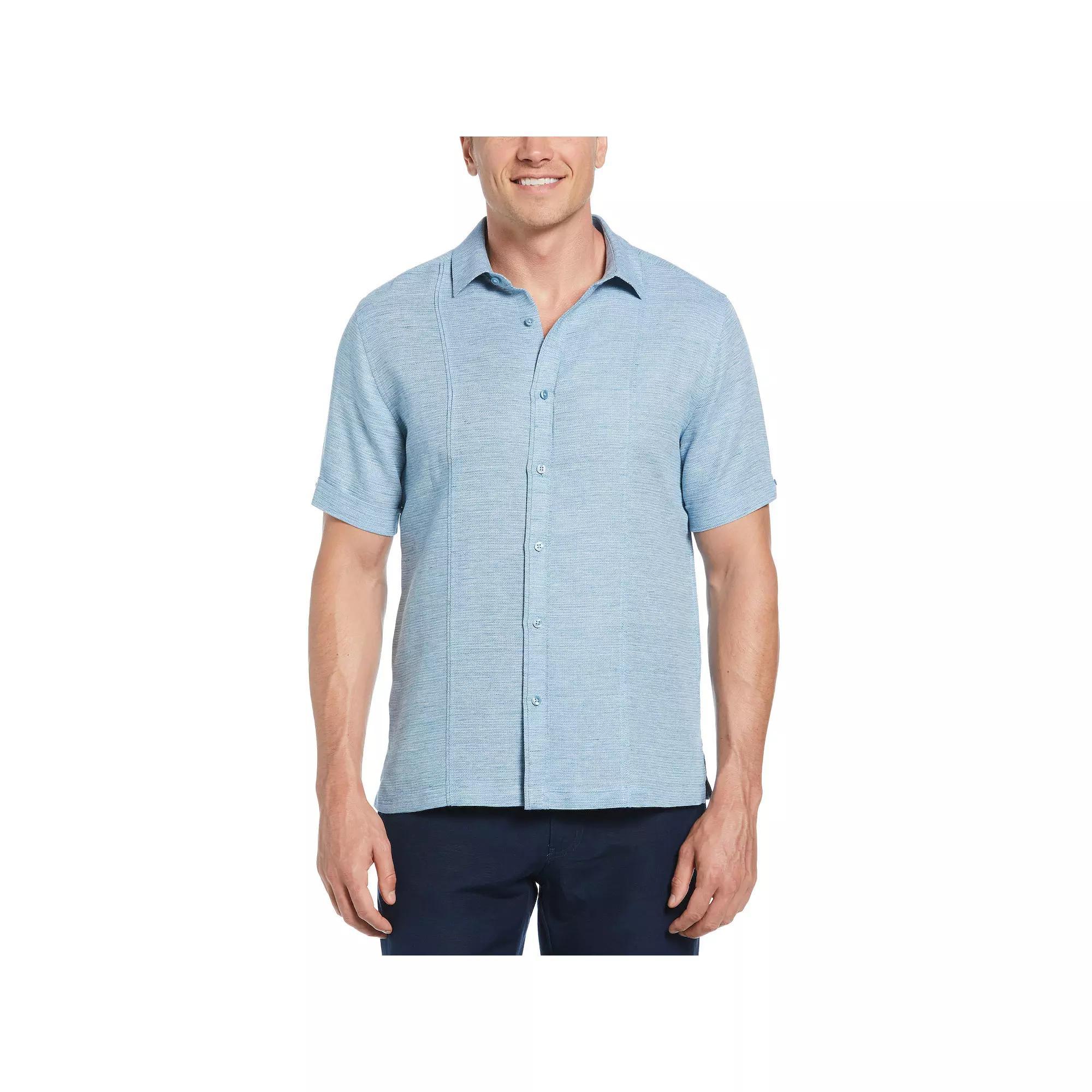 Men's Cubavera Tuck Panel Dobby Short Sleeve Button-Down Shirt,  Product Image