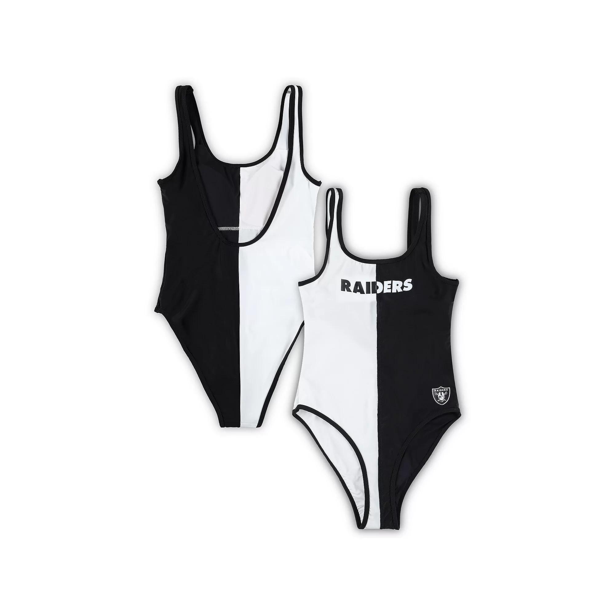 Women's G-III 4Her by Carl Banks Black/White Las Vegas Raiders Last Stand One-Piece Swimsuit, Size: Medium, Lvr Black Product Image