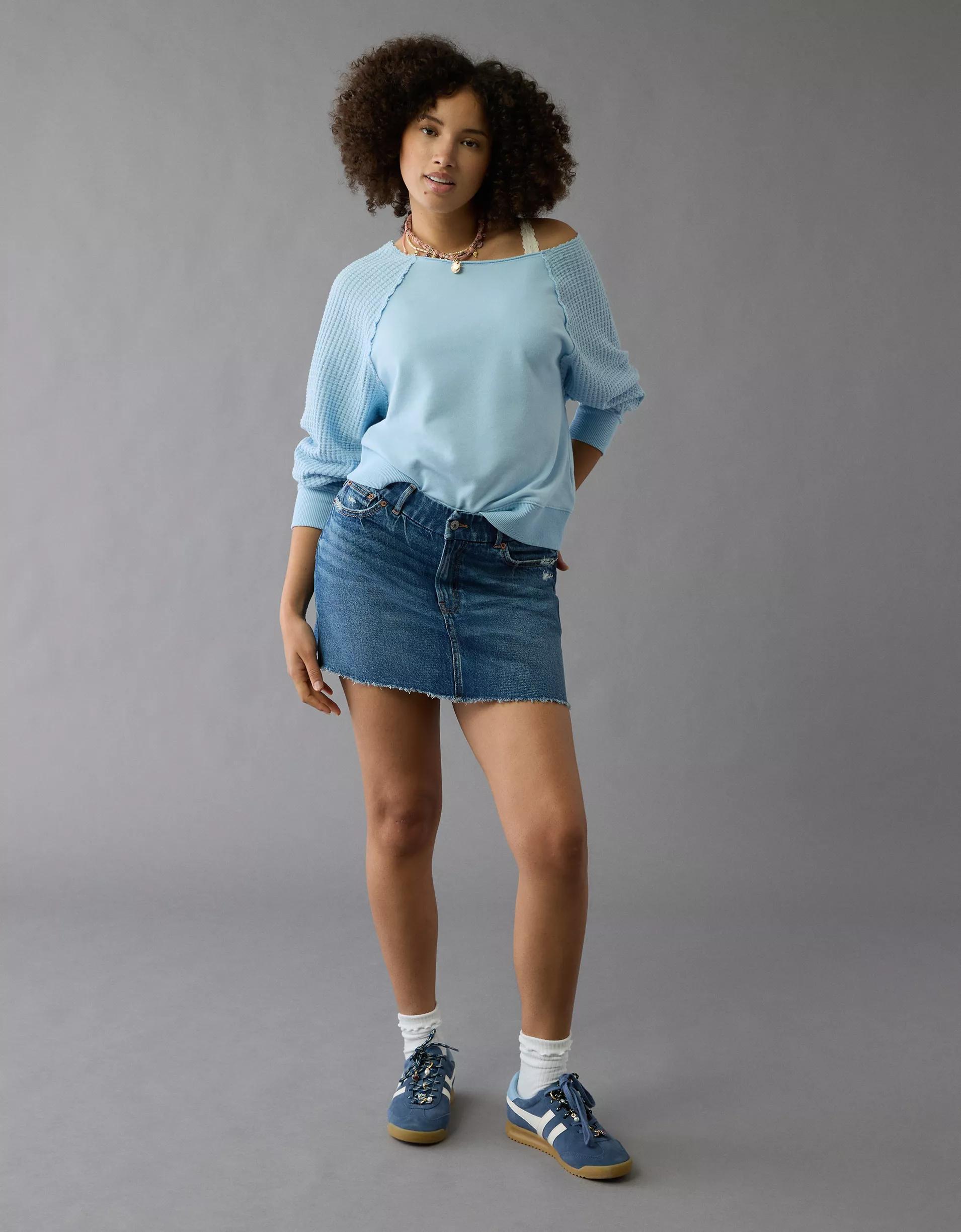 AE Mixed Knit Sweatshirt Product Image