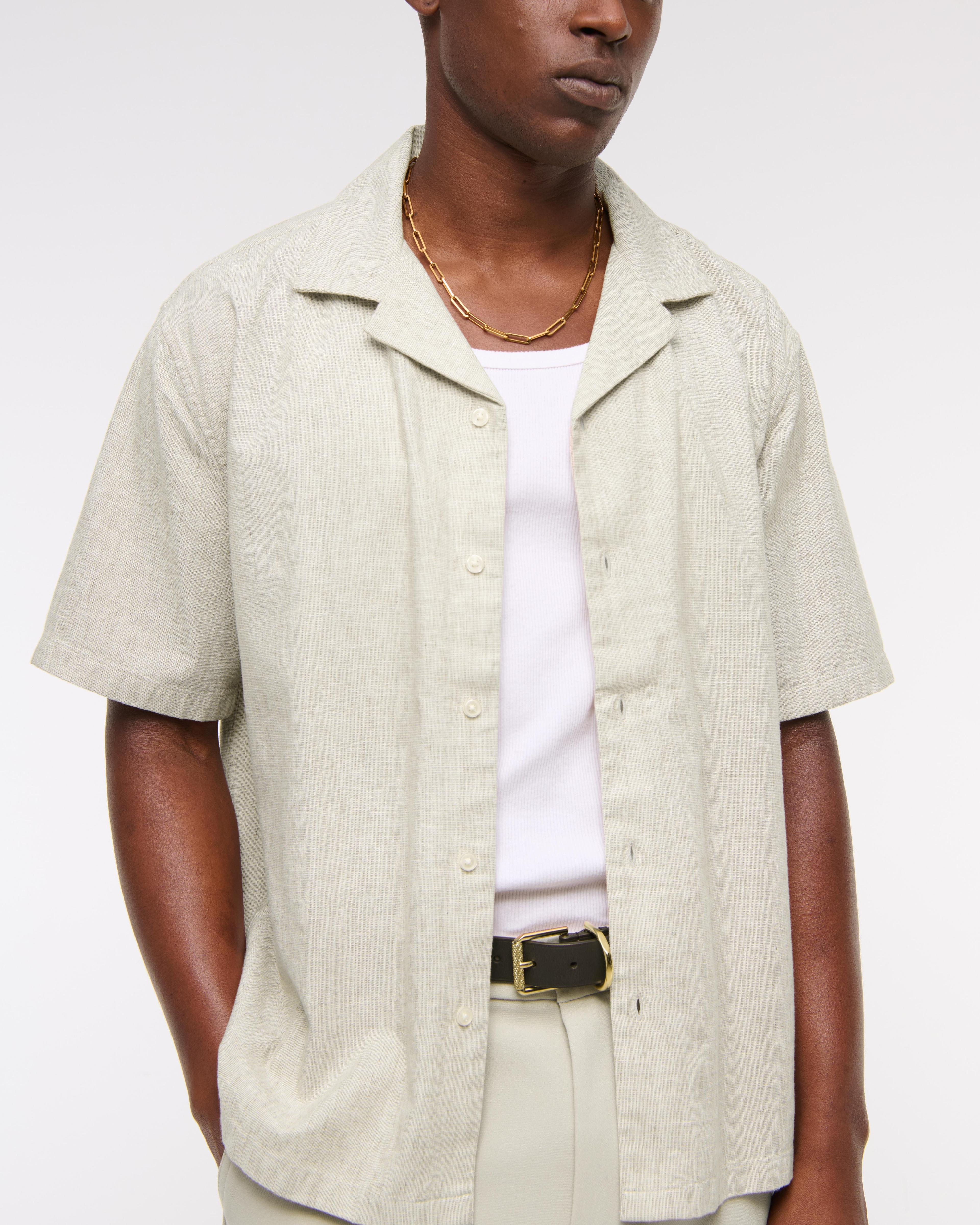 Camp Collar Summer Linen-Blend Shirt Product Image