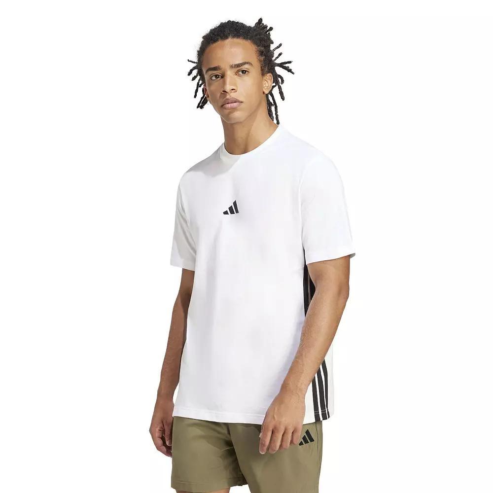 Men's adidas Essentials 3-Stripes Single Jersey Sportswear T-Shirt, Size: XXL, White Product Image